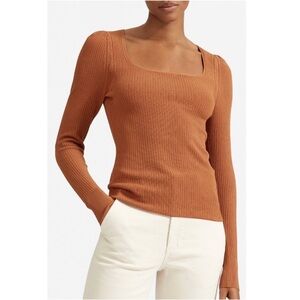 Everlane Cinnamon Ribbed Square Neck Top